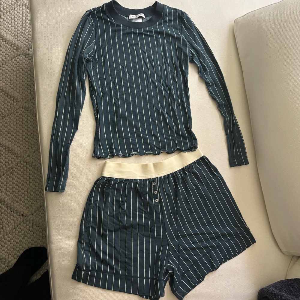 WeWoreWhat Green Striped Pajama Set